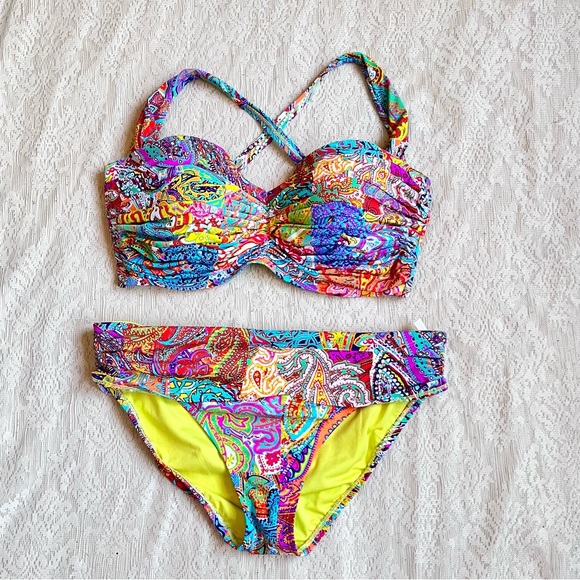 Bleau Rod Beattie bohemian paradise shirred convertible bikini - Picture 2 of 15